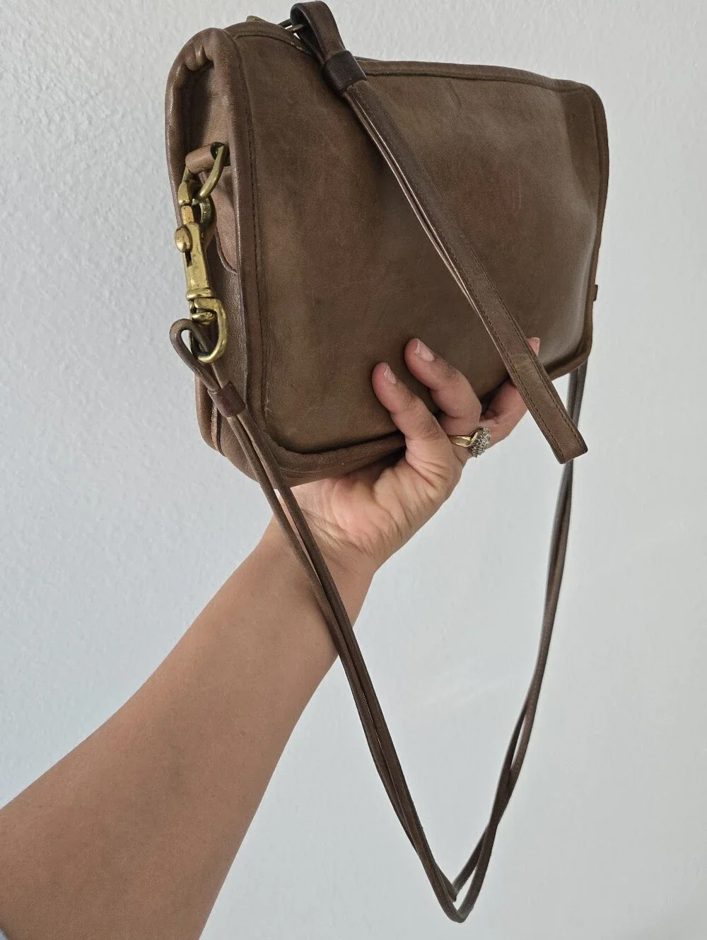 Coach Bonnie Cashin Vintage Small Brown Leather Shoulder Bag Distressed